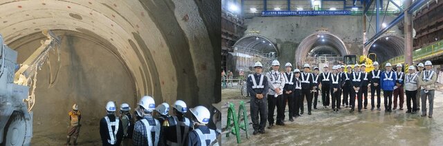 トンネルの施工現場訪問の様子