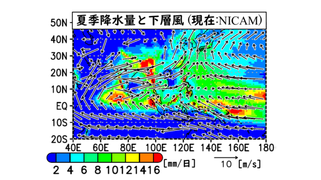 予測するモデル（NICAM）による降水量の将来変化のシミュレーション