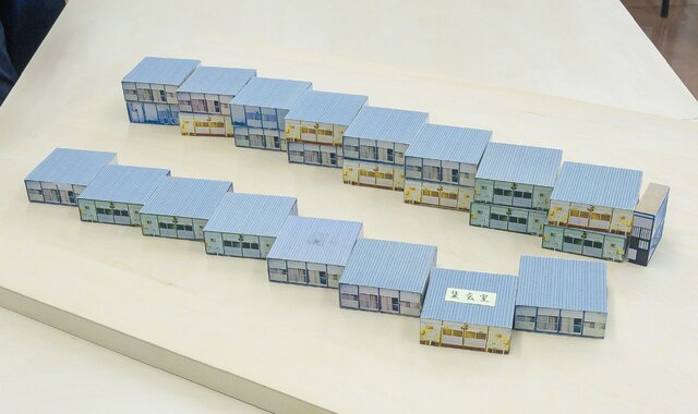 雁行型に配置された模型